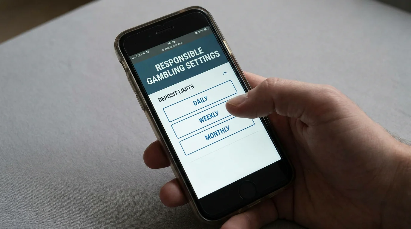 Responsible gambling deposit limit screen displayed on a mobile betting app