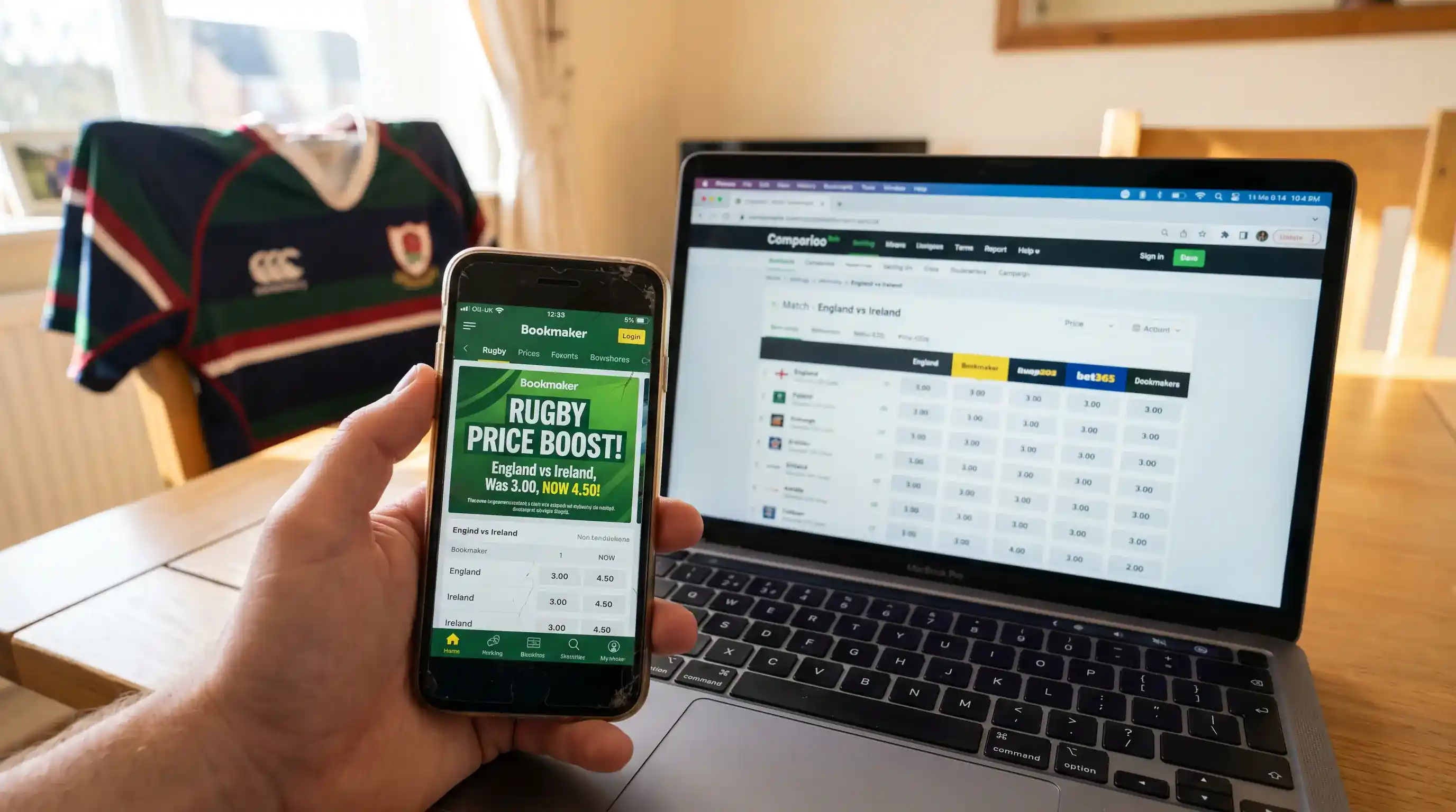 Price boost promotion on a bookmaker app that does not appear in odds comparison feeds