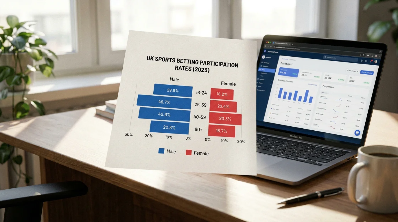 Survey data visualisation showing UK sports betting participation rates by demographic