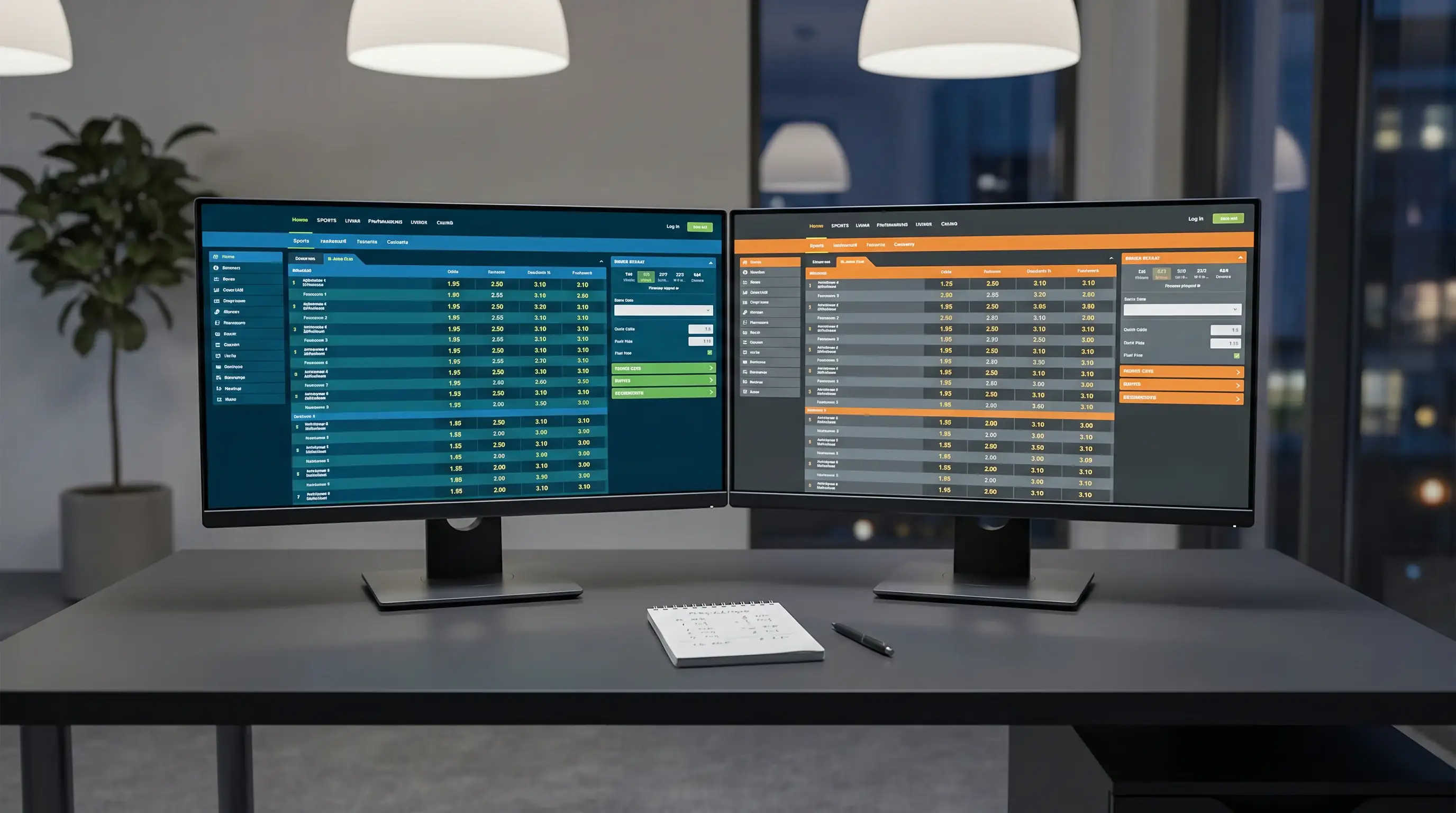 Multiple screens showing rugby match odds from different UK bookmakers side by side