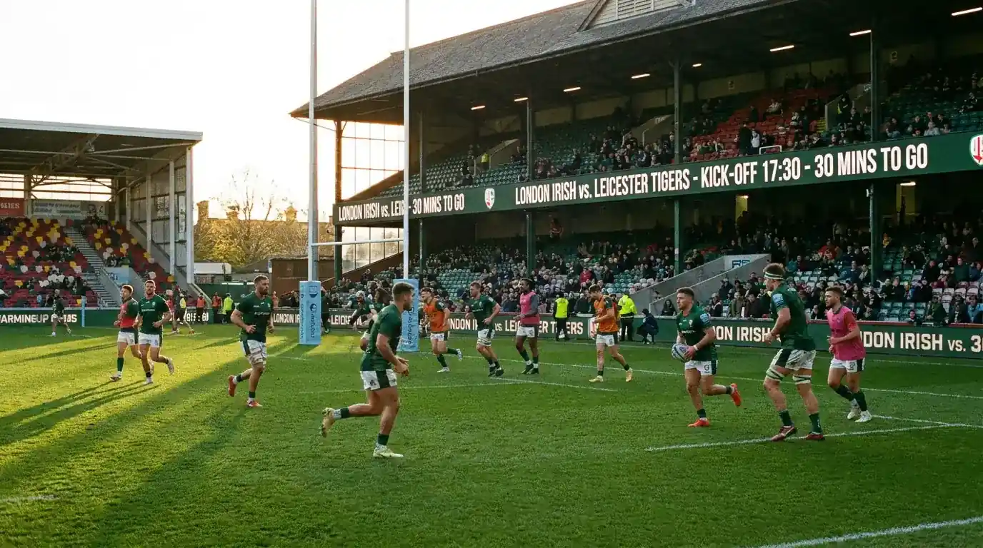 Rugby team warming up on the pitch before kick-off as pre-match odds continue to shift