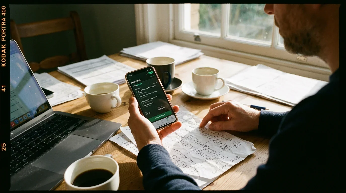 Analyst selecting low-correlation rugby bet builder legs on a mobile betting platform
