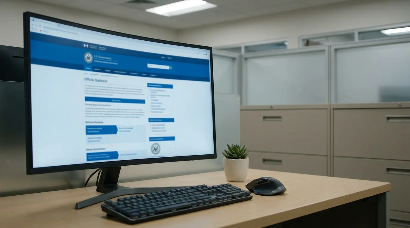 Professional office setting with a computer screen showing the UK Gambling Commission website