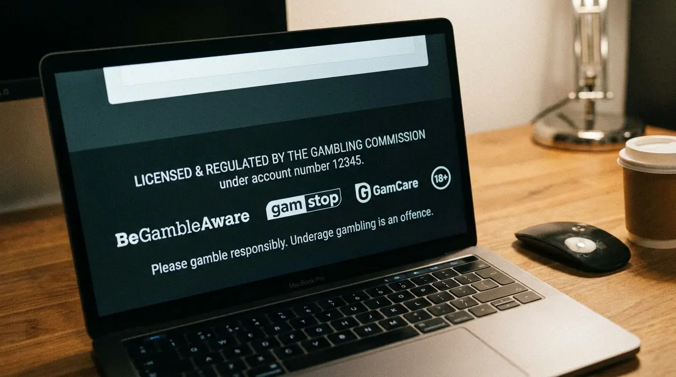 UKGC licence badge displayed on the footer of a rugby betting site as a trust indicator