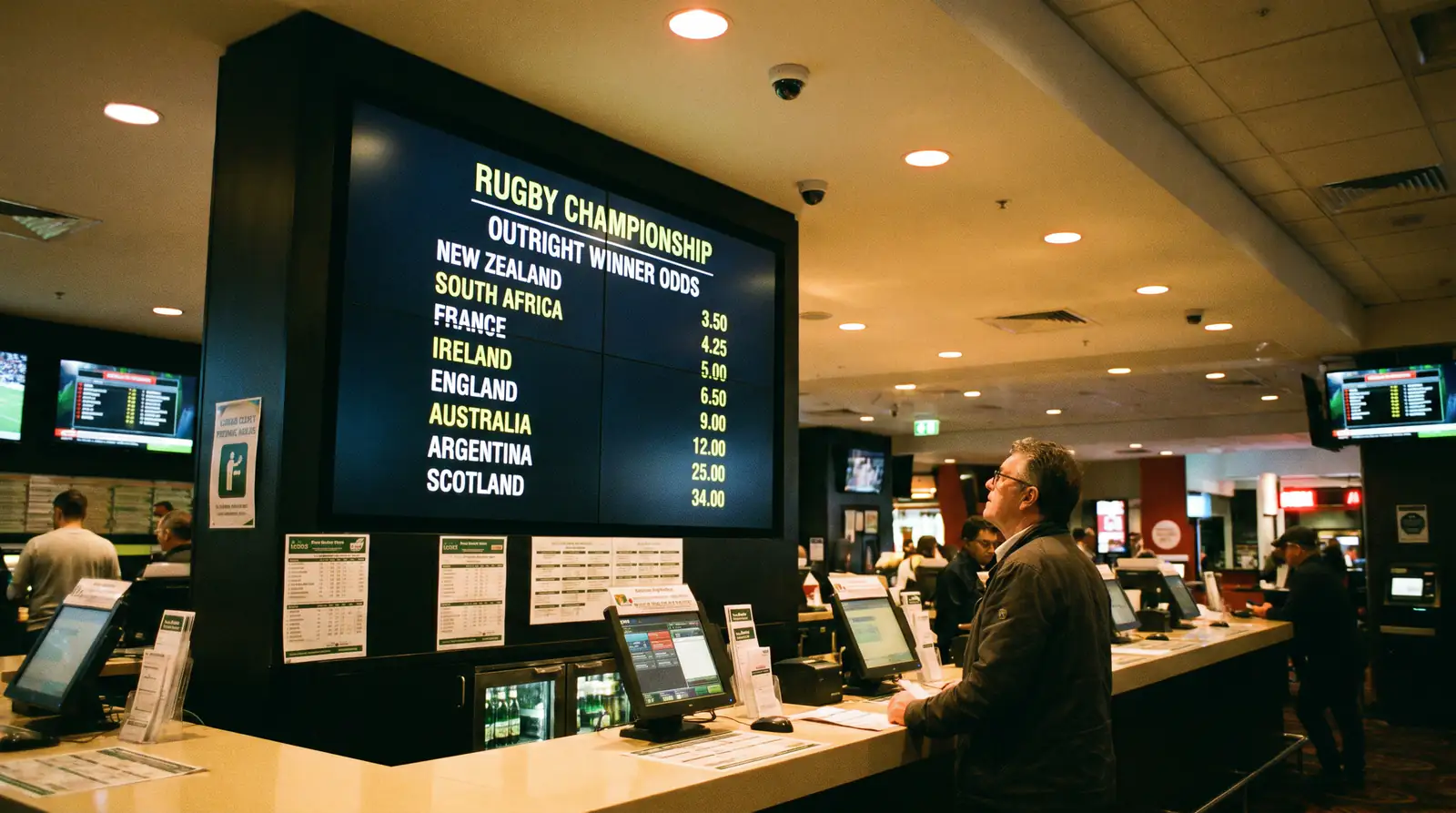 Outright Rugby World Cup winner odds displayed on a bookmaker platform